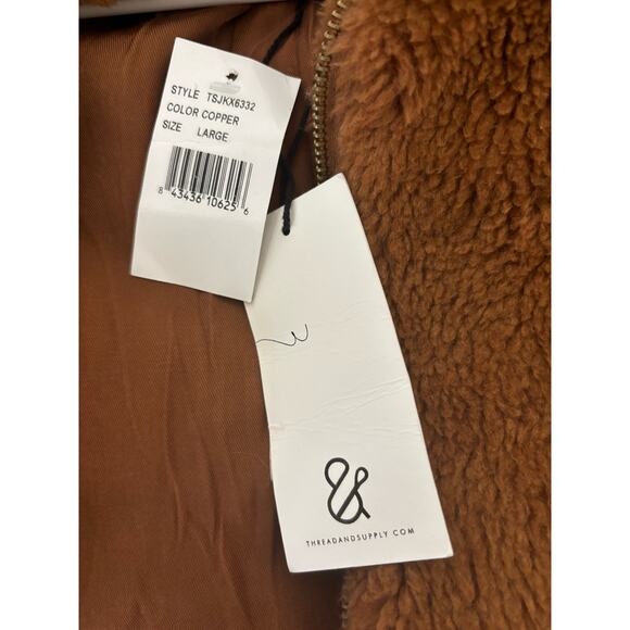 Thread and Supply Northy Teddy Jacket Cozy and Casual in Copper NEW Size Large. - Picture 6 of 7